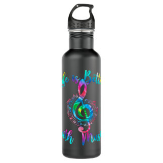 Life Is Better With Music Notes Teen Girl Women Mu 710 Ml Water Bottle