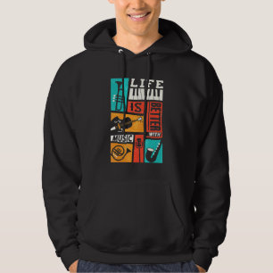 Life Is Better With Music Retro Music  Men Women Hoodie