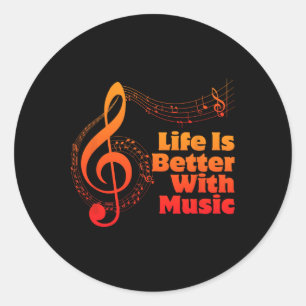 Life Is Better With Music Theory Musician Teacher Classic Round Sticker