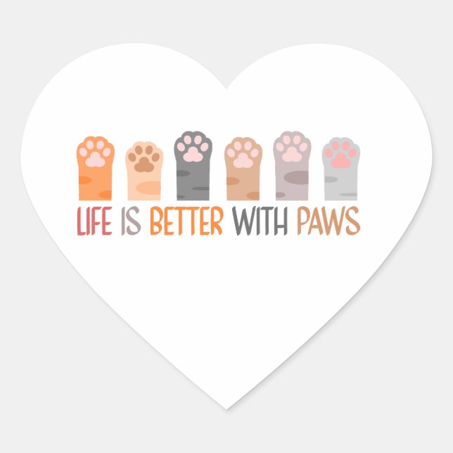 Life is Better with Paws Heart Sticker (Front)