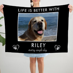 Life Is Better With Pet Dog Cat Photo Fleece Blanket