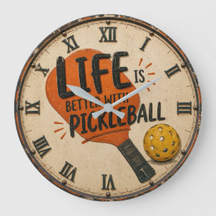 Life Is Better With Pickleball Paddle Large Clock