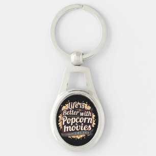 Life Is Better with Popcorn & Movies Retro Design Keychain