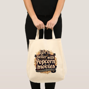 Life Is Better with Popcorn & Movies Retro Design Tote Bag