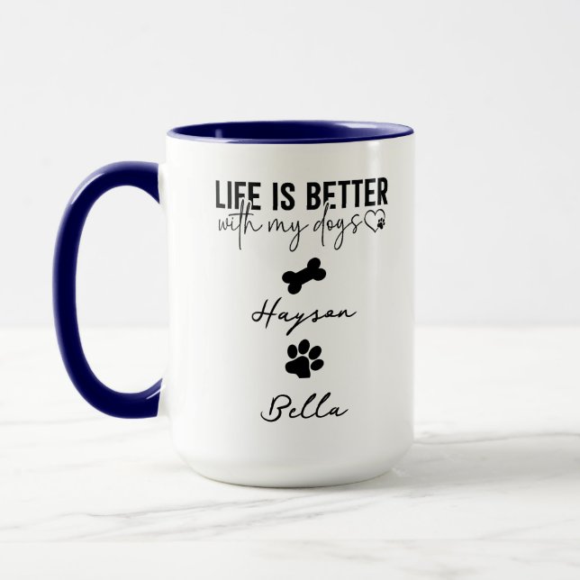 Life Is Better With Puppy Dogs Cute Dog Lover Mug (Left)