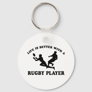 Life is better witha Rugby Player Keychain
