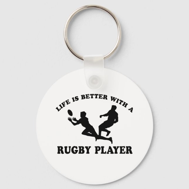 Life is better witha Rugby Player Keychain (Front)