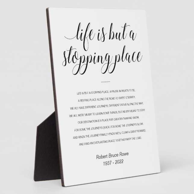Life Is But A Stopping Place Poem Memorial Plaque (Side)