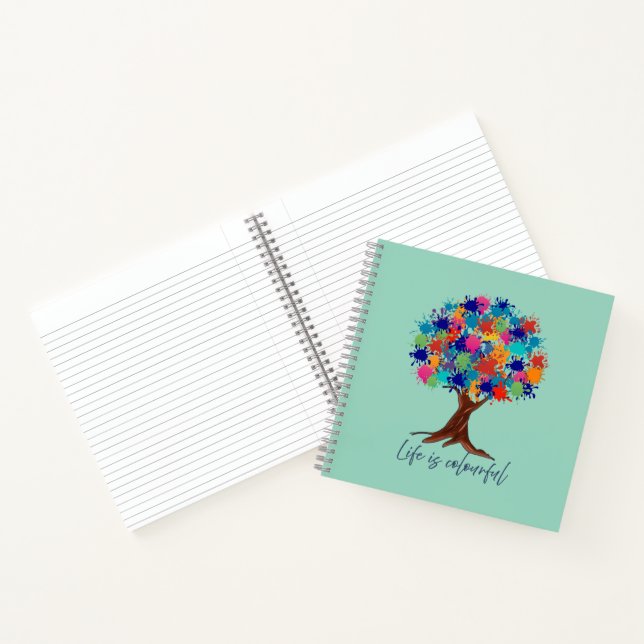 Life Is Colourful Paint Splatter Tree Spiral Notebook (Inside)