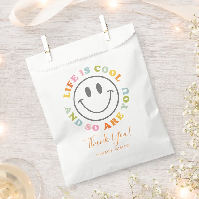 Life Is Cool Happy Smiling Face Emoji  Favour Bag (Clipped)