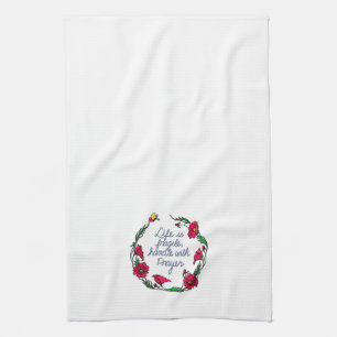 Life is Fragile Handle with Prayer Poppy Wreath Kitchen Towel