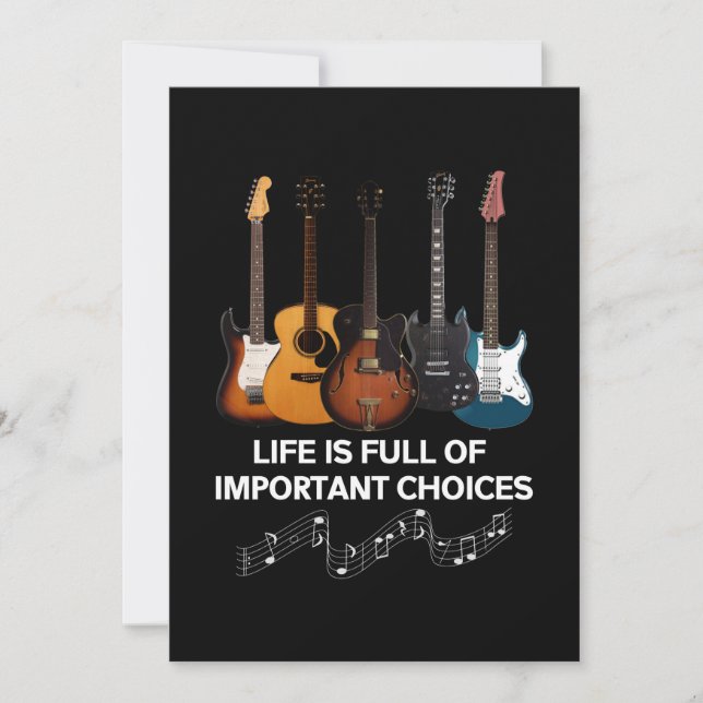 Life Is Full Of Important Choices Guitar Lover Save The Date (Front)