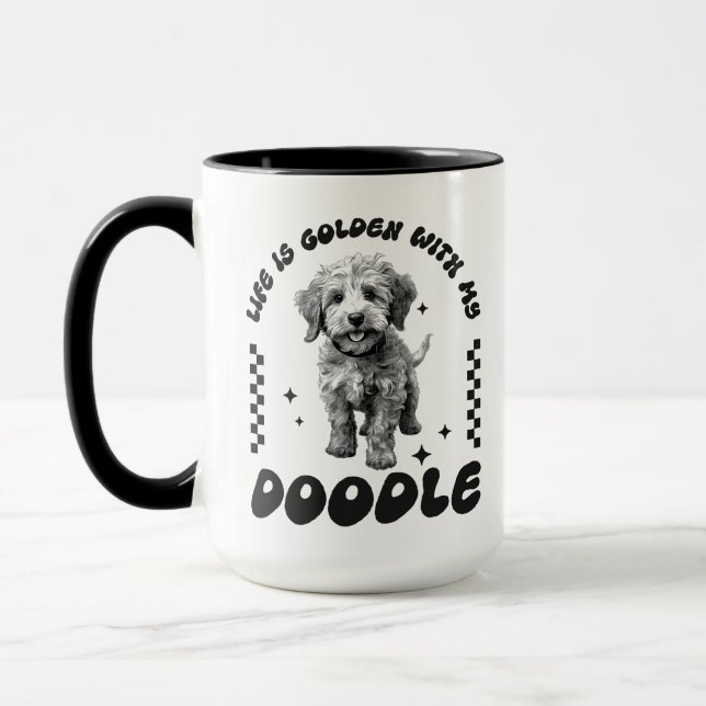 Life is Golden With My Doodle Mug – Two-Tone  (Left)