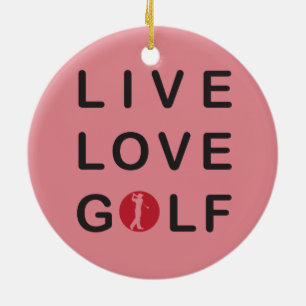 Life is Golf Golfer Golf Cart Yellow Ornament