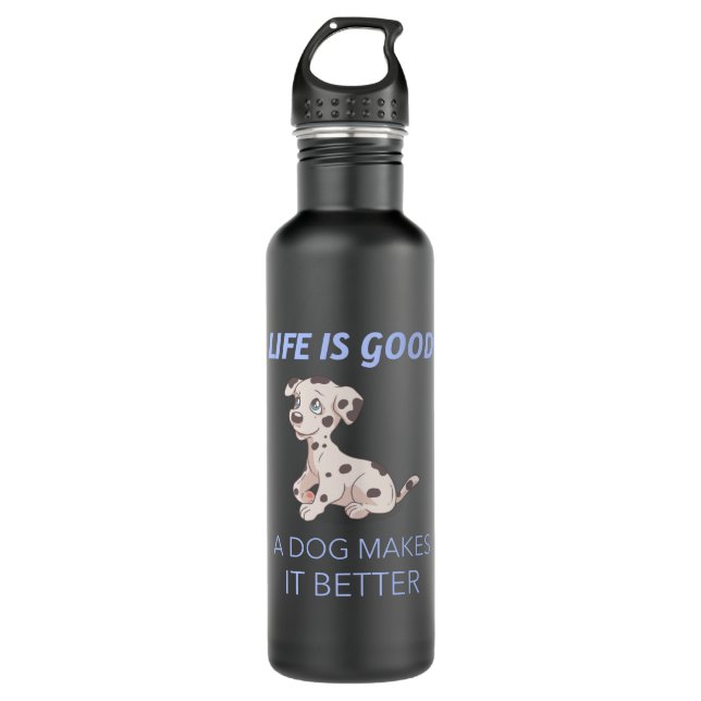 life is good a dog makes it better 710 ml water bottle (Front)
