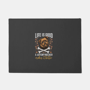 Life Is Good Affenpinscher Dog Crossed Bones Doormat