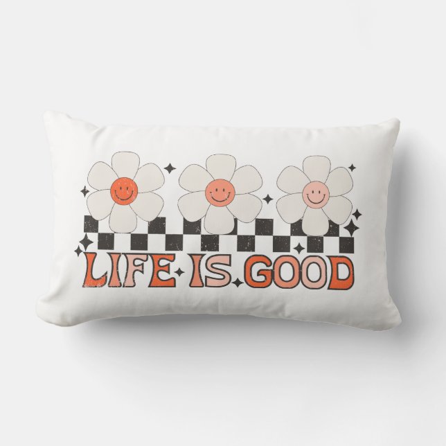 Life is Good Daisies Lumbar Pillow (Front)