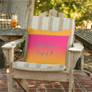 Life Is Good Enjoy It Rainbow Outdoor Throw Pillow