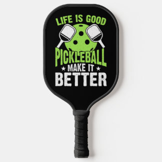 Life Is Good Pickleball Green White Bold Paddle