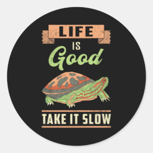 Life Is Good Take It Slow Turtle Lover Ocean Gift Classic Round Sticker