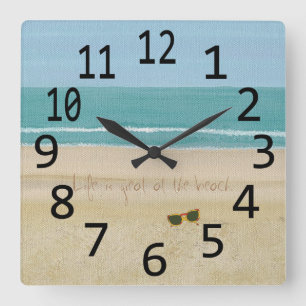 Life is great at the beach scene sunglasses square wall clock