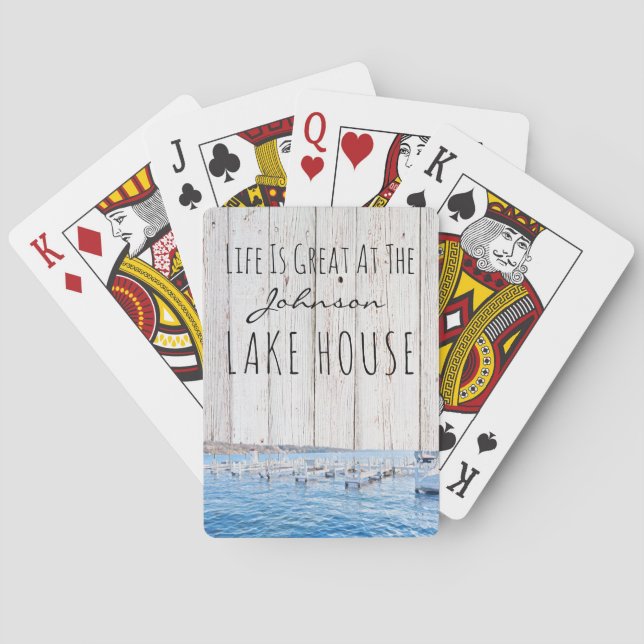 Life is Great at the Lakehouse Personalized Playing Cards (Back)