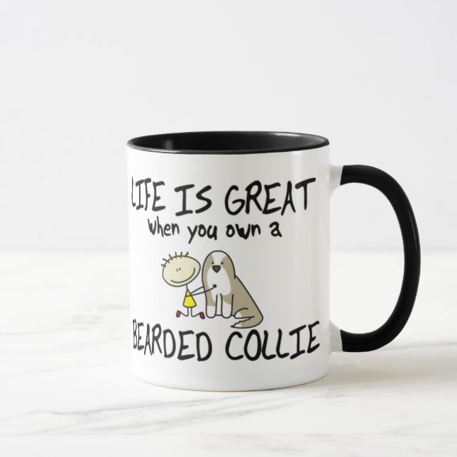 Life is Great Bearded Collie Mug (Fawn) (Right)