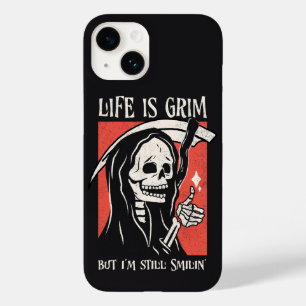 Life Is Grim Funny Grim Reaper Funny Sarcastic Pun Case-Mate iPhone 14 Case