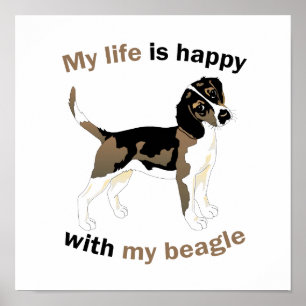 Life is happy with my beagle poster