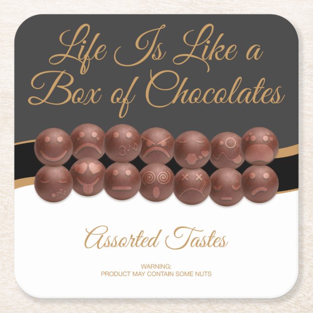 Life Is Like a Box of Chocolates Square Paper Coaster (Front)