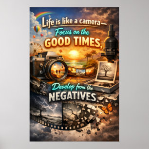 Life Is Like A Camera Focus Vintage Typography Poster