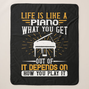 Life Is Like A Piano Sherpa Blanket