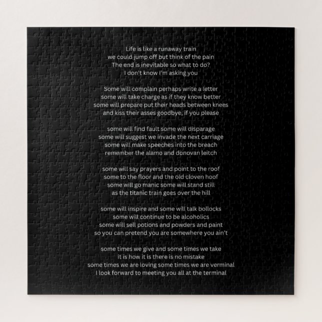 Life is like a Runaway Train  Jigsaw Puzzle (Vertical)