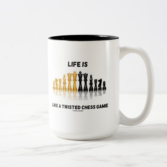 Life Is Like A Twisted Chess Game (Chess Set) Two-Tone Coffee Mug (Right)