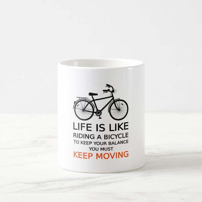 life is like riding a bicycle, word art, text coffee mug (Center)