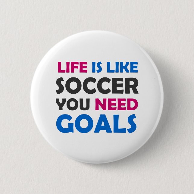 Life is like soccer you need goals 2 inch round button (Front)