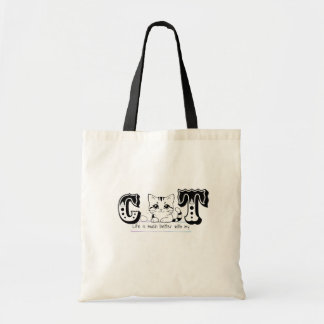 "Life Is Much Better With My Cat – Cute Cat Design Tote Bag
