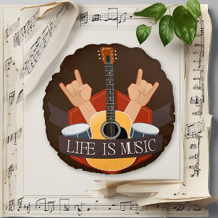 Life Is Music Round Pillow