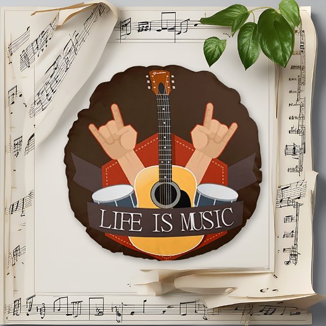 Life Is Music Round Pillow (Creator Uploaded)