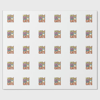 Life Is Not Cool Without Cats Vintage Cat Shirt De Wrapping Paper