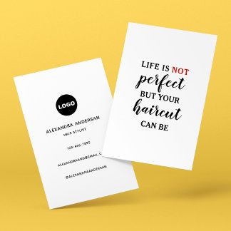 Life Is NOT Perfect Modern Hairstylist Quote Business Card