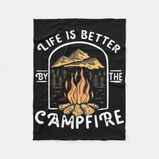 Life Is Really Good Around The Campfire Camping Sh Fleece Blanket