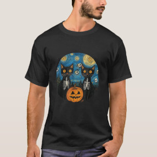 Life is Really Good Black Cat Starry Night Van Gog T-Shirt
