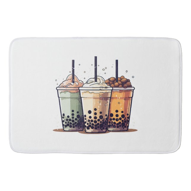 Life is short, drink the boba bath mat (Front)