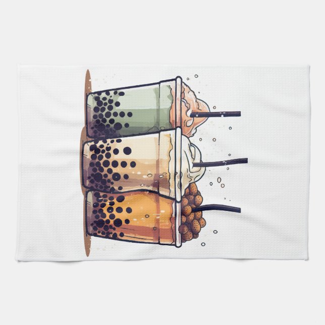 Life is short, drink the boba kitchen towel (Horizontal)