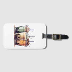 Life is short, drink the boba luggage tag