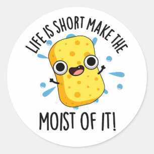 LIfe Is Short Make The Moist Of It Sponge Pun Classic Round Sticker