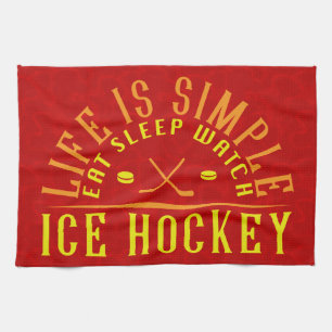 Life Is Simple Eat Sleep Watch Ice Hockey Kitchen Towel