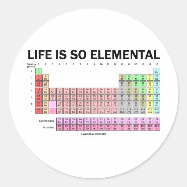 Life Is So Elemental (Periodic Table Of Elements) Classic Round Sticker (Front)