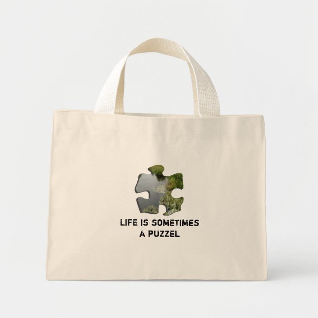 Life is sometimes a puzzel mini tote bag (Front)